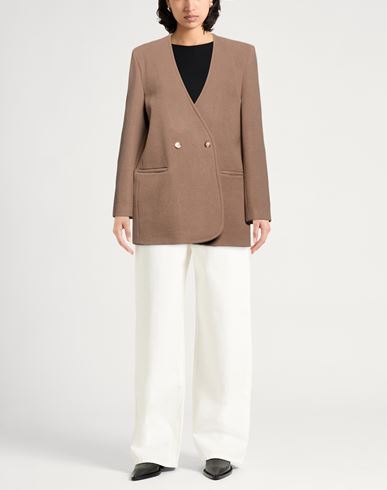 Chocolat Woman Coat Taupe Size 2 Virgin Wool