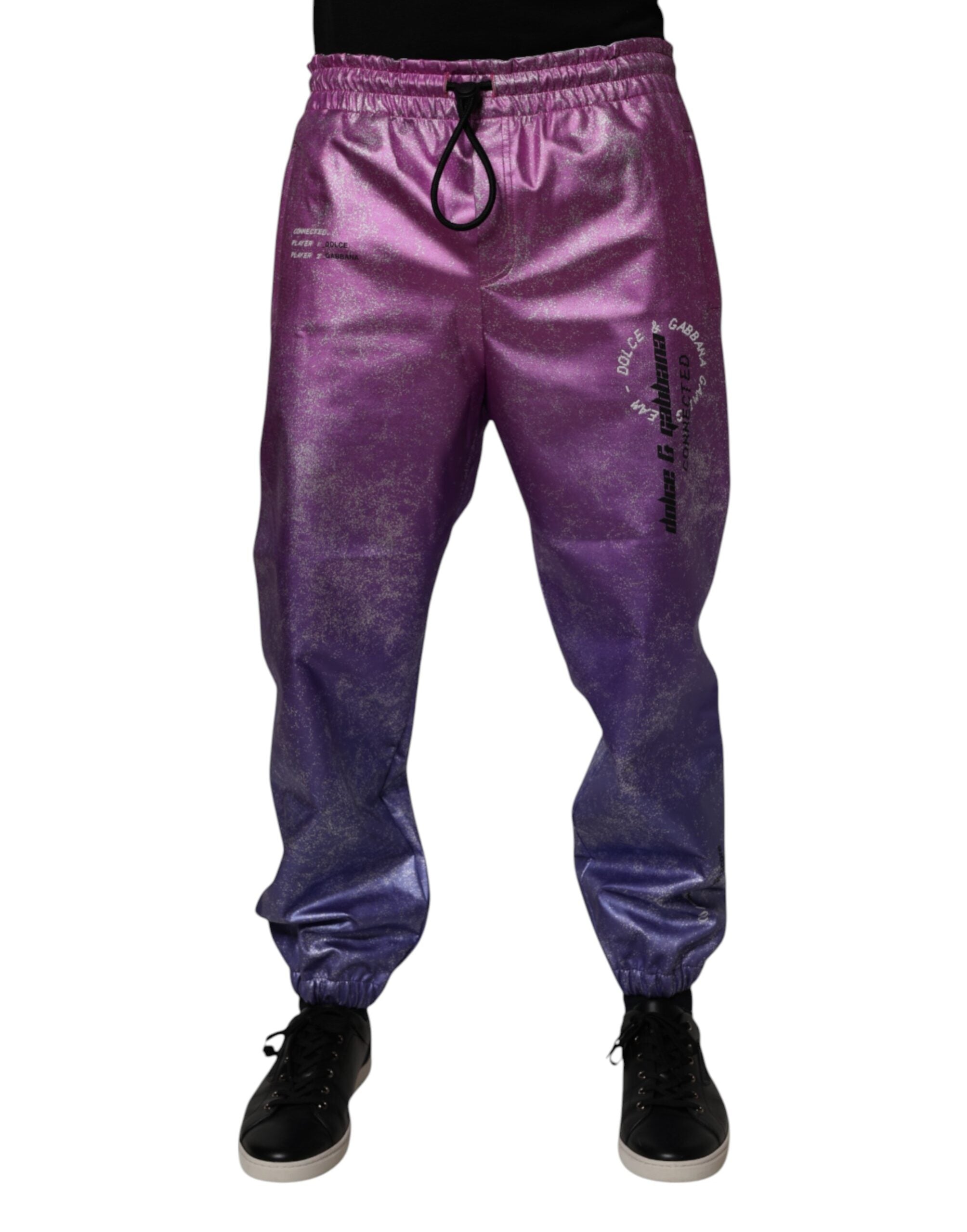 Two-Tone Velour Joggers — Purple