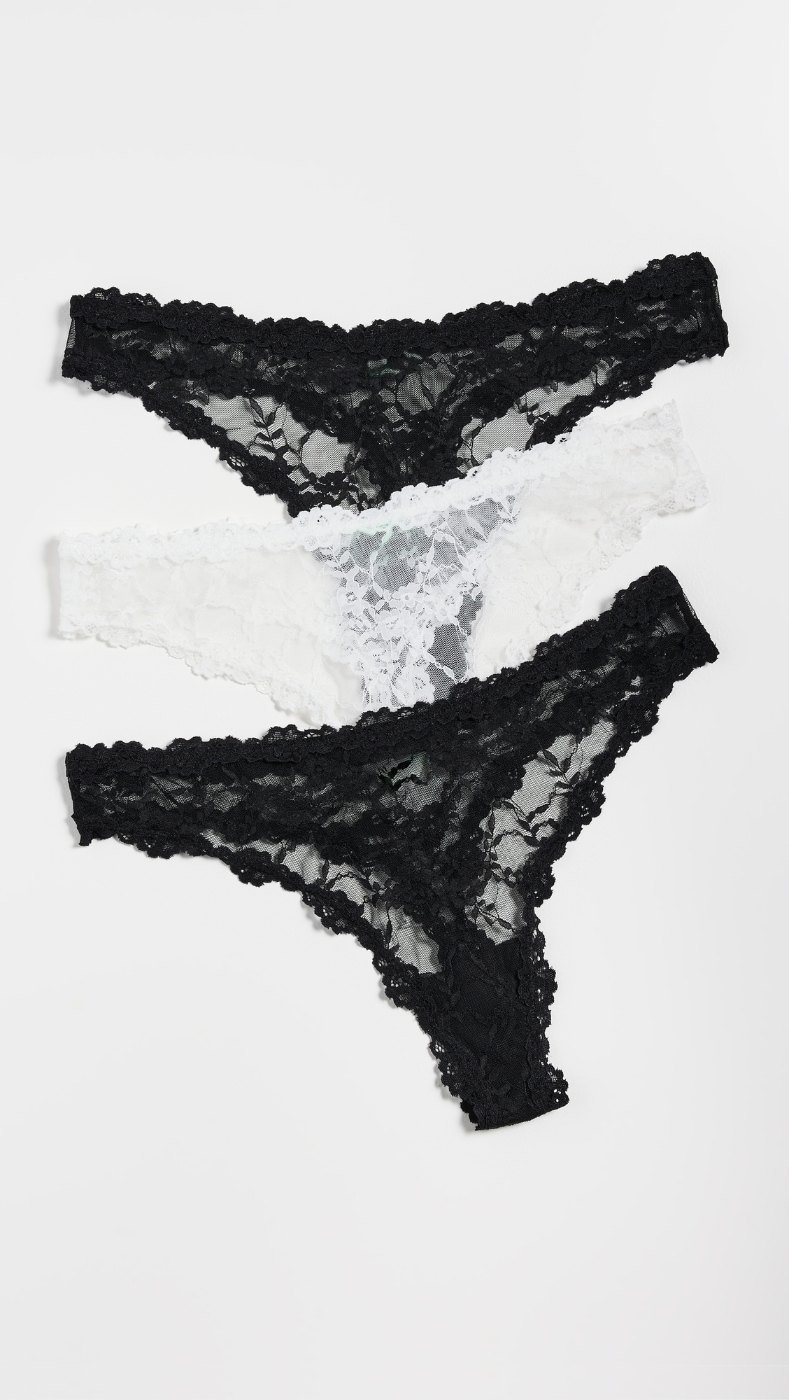 Maria Lace Thong 3 Pack Black/Ivory/Black
