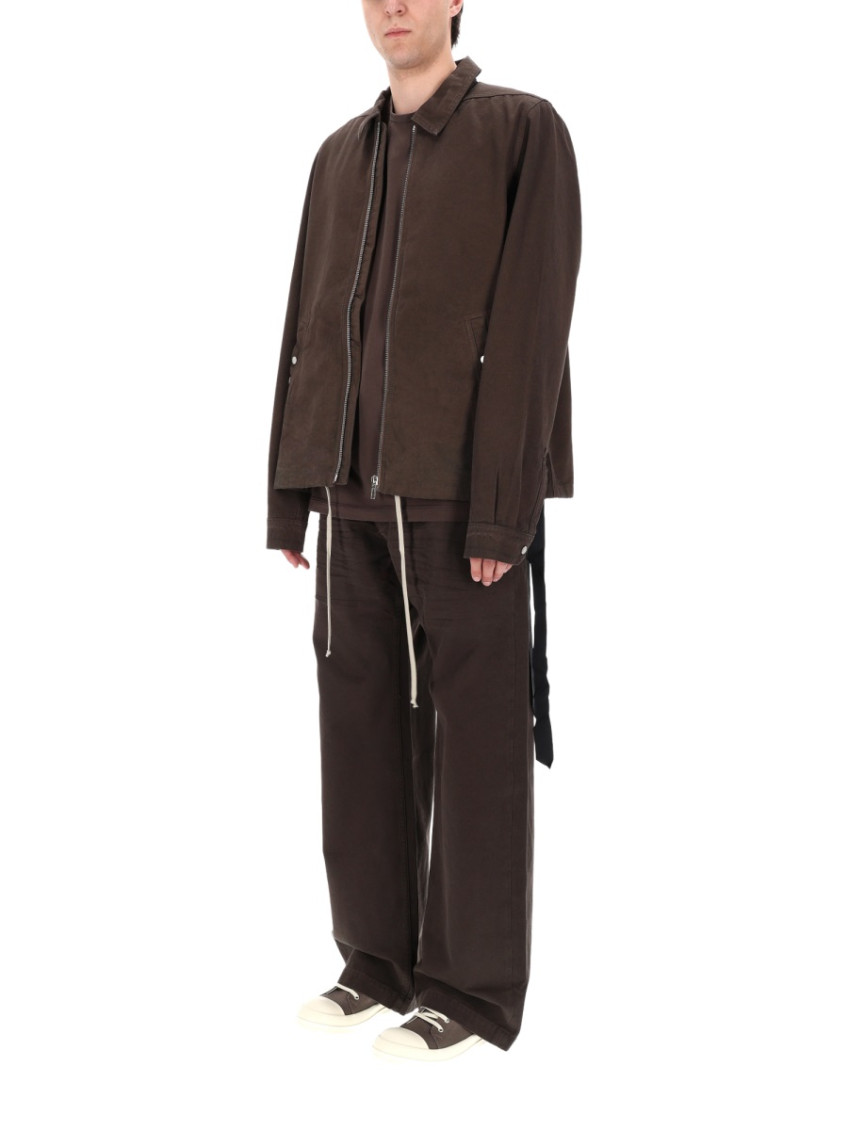 Brown Solid Shirt Collar Jacket