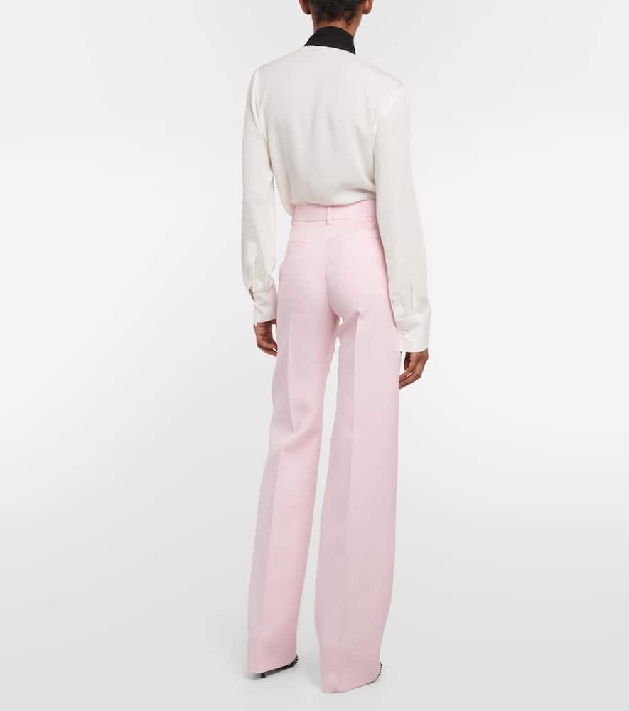 Wool and silk wide-leg pants