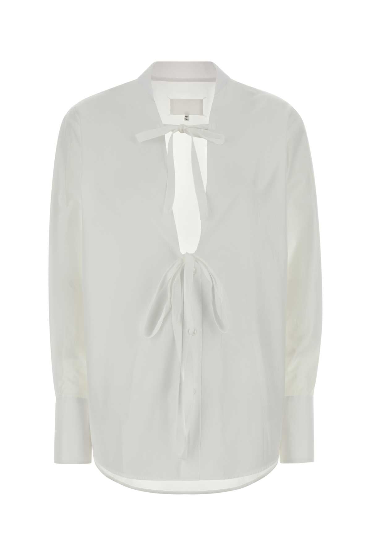 Tie-Front Cotton Shirt — White