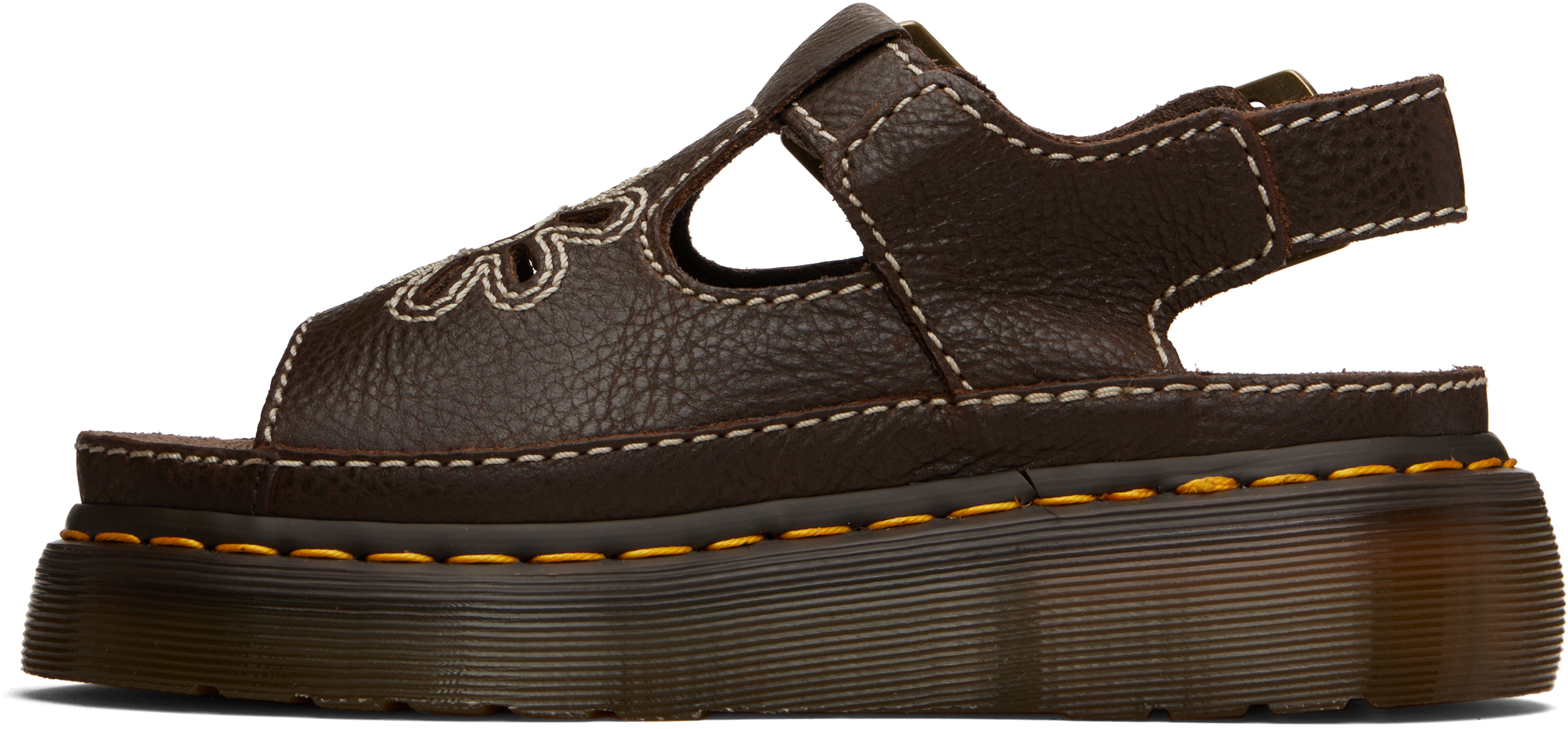 Brown Dunnet Flower Full Grain Leather Sandals