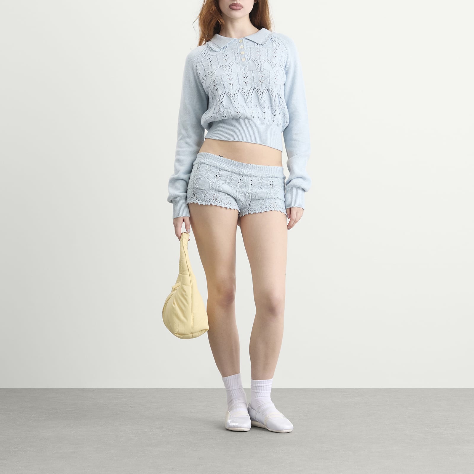 Women's Lace Knit Shorts in Bluewish