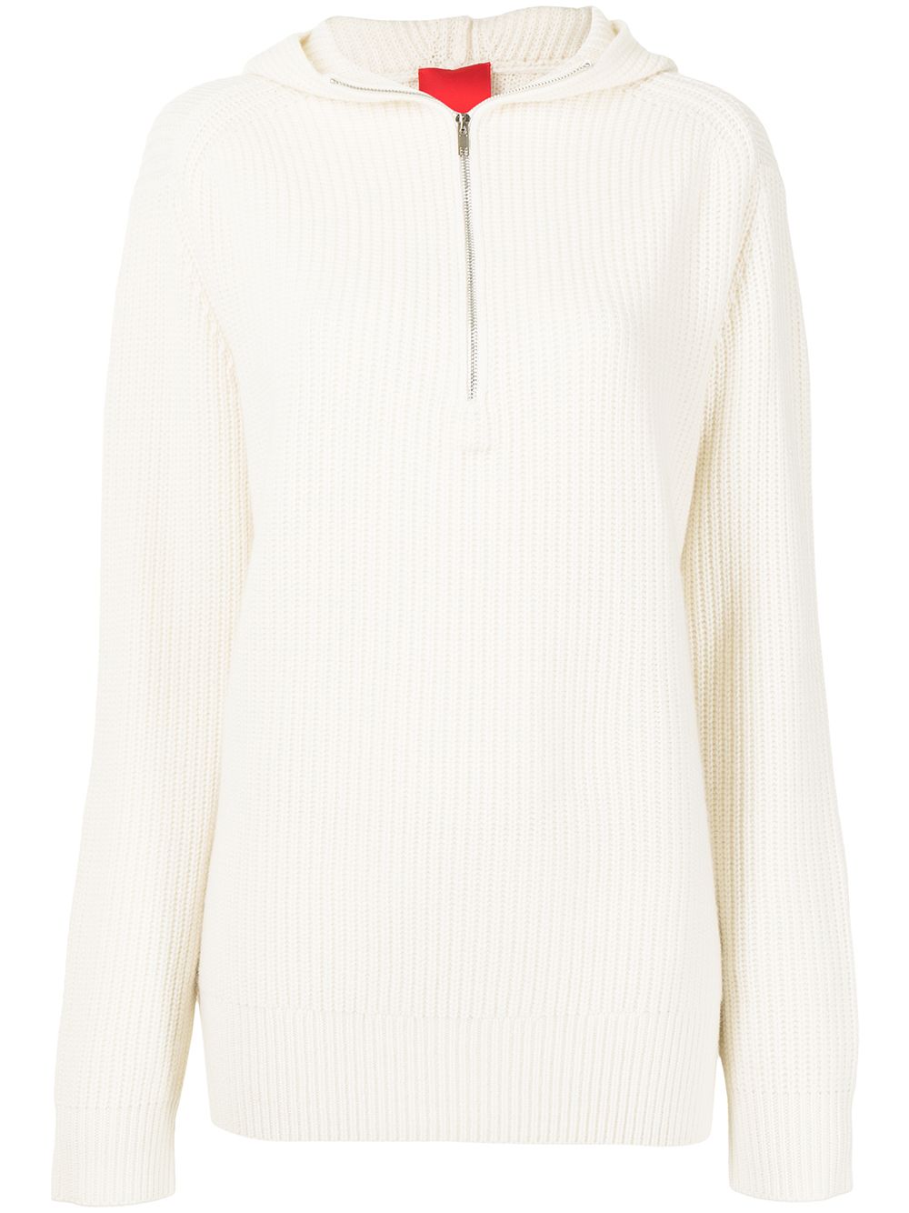 Oversize zipped cashmere-knit hoodie - White