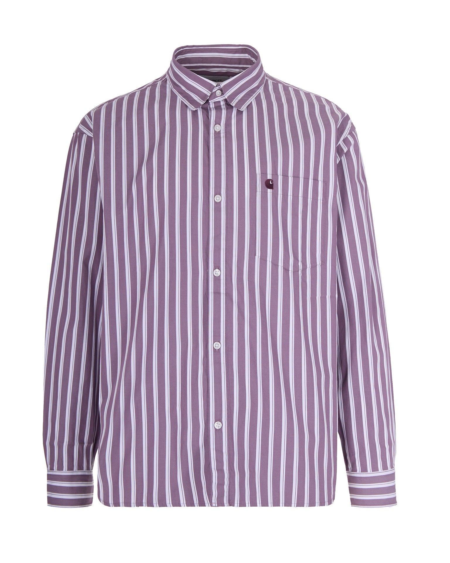Striped Cotton Poplin Shirt — Purple