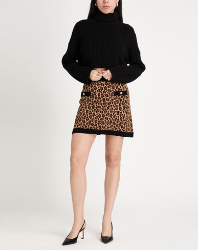 Woman Mini skirt Brown Size 10 Viscose, Cotton, Polyester