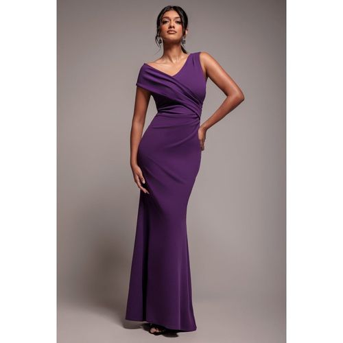 Goddiva Scuba Crepe Off The Shoulder Maxi - Purple