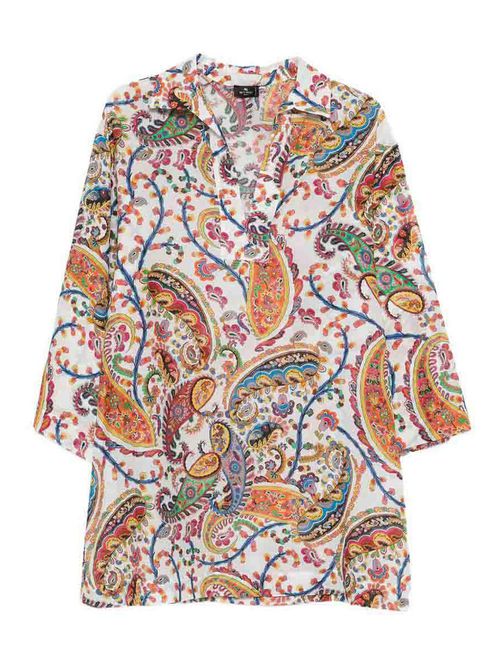 V-Neck Paisley Print Shirt