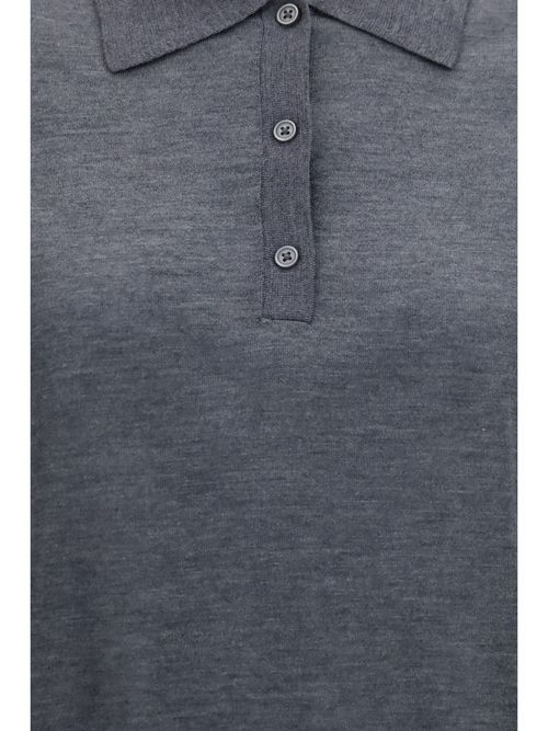 Fine-Knit Cashmere Polo — Gray