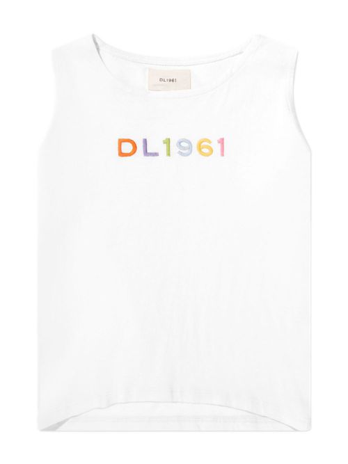 Logo-embroidery cotton tank top - White