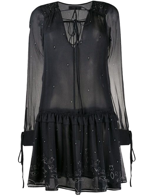 Paisley-print crepon shift dress - Black