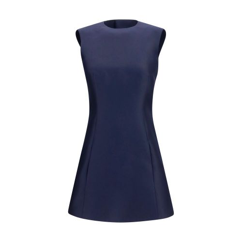 Merino Wool A-Line Mini Dress — Navy