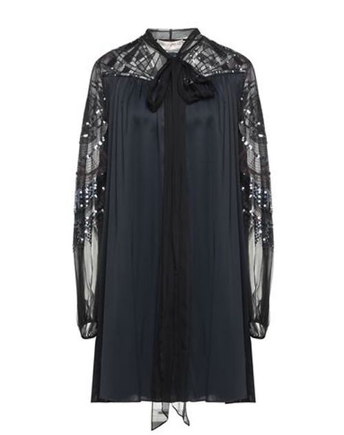 Woman Mini dress Black Size 10 Silk, Viscose