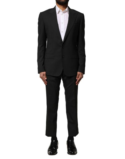 Virgin Wool Single-Breasted Suit — Black