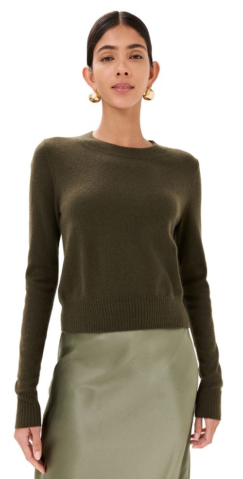 Dana Cashmere Crew Sweater Pine Tree