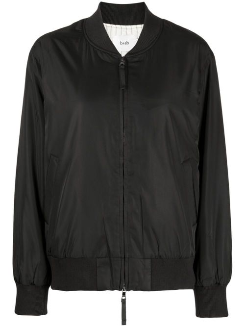 Baseball-collar zip-up bomber jacket - Black