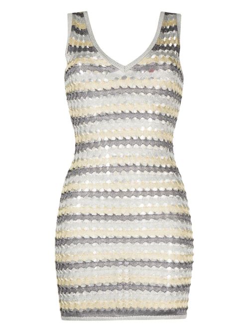 Tricot-knit mini dress - Silver