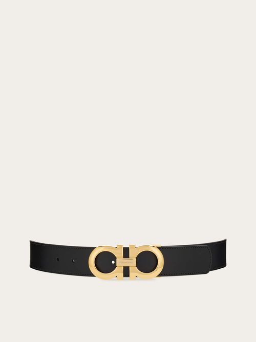 Men Reversible and adjustable Gancini belt Black