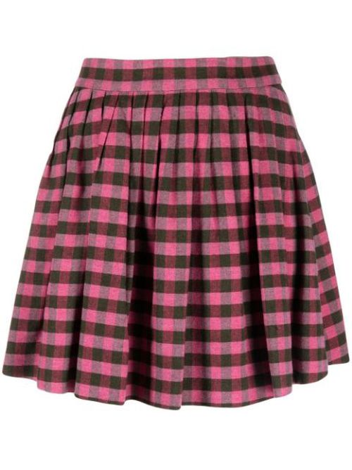 High-waisted check-pattern skirt