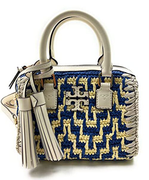 Tory Burch Women's Thea Straw Mini Web Satchel 