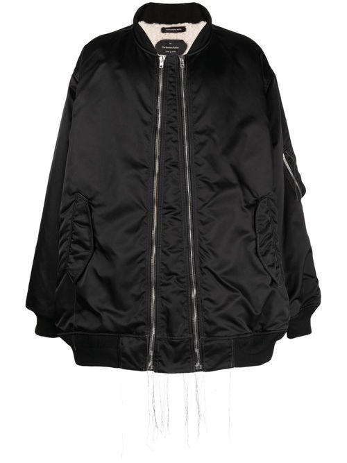 Exposed-seam zip-up bomber jacket - Black