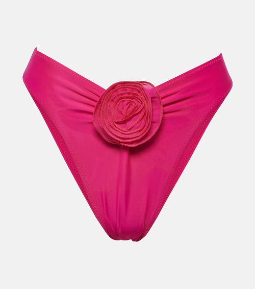 Rose floral-appliqué bikini bottoms
