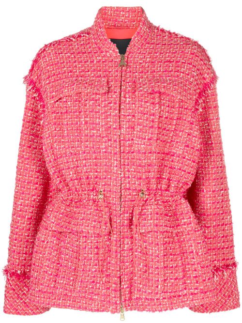 Drawstring-waist tweed jacket - Pink