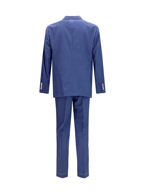 Peak Lapel Single-Breasted Pant Suit — Blue