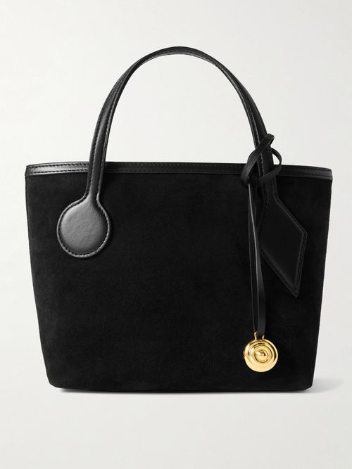 Sprout Micro Embellished Leather-trimmed Suede Tote - Black