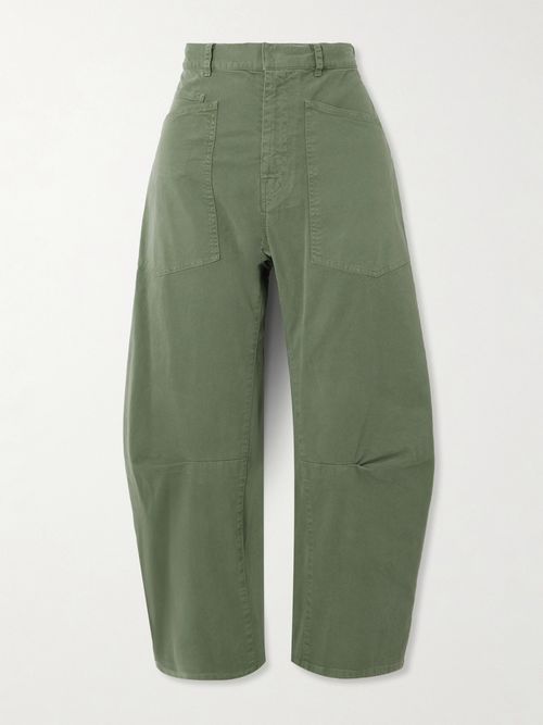 Shon Cotton-blend Twill Barrel-leg Pants