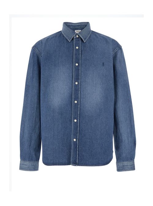 Long-Sleeve Denim Shirt — Blue