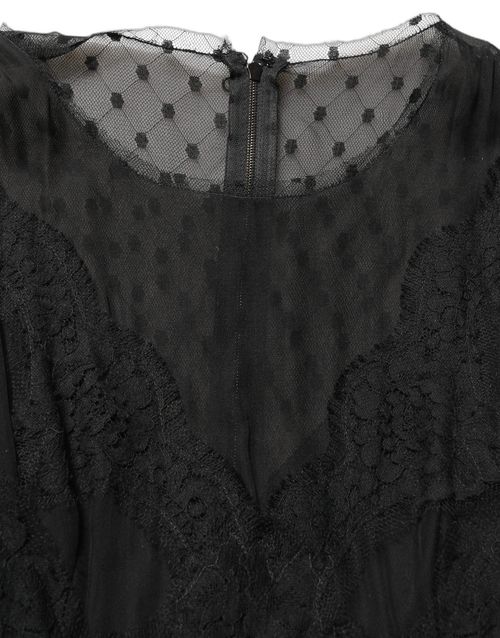 Lace-Trimmed Silk Dress — Black