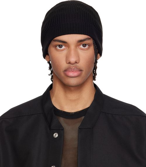 Black Temple Ribbed Beanie