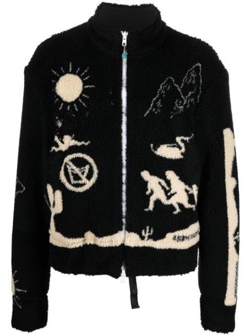 Graphic-print textured jacket