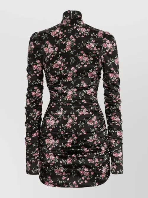 Dolce&Gabbana - silk dress ruched high neck flora