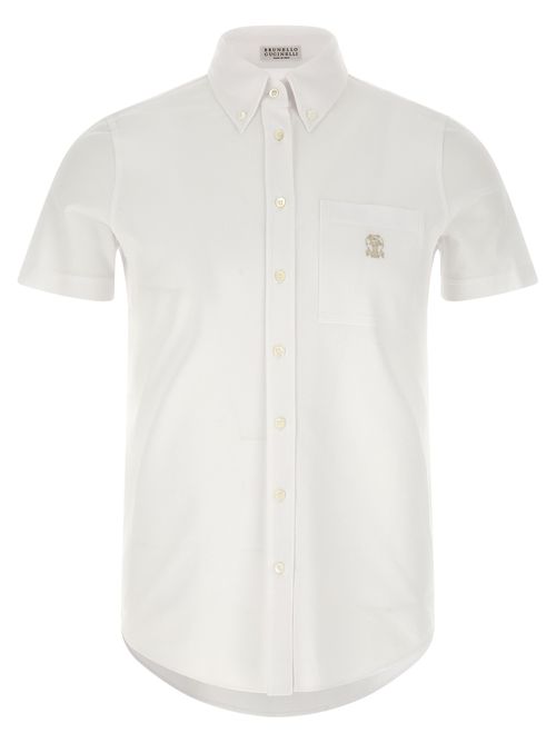 Logo Embroidery Shirt Shirt And Blouse White