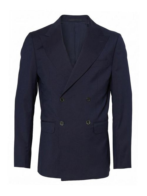 Regular-Fit Blue Wool Double-Breasted Blazer