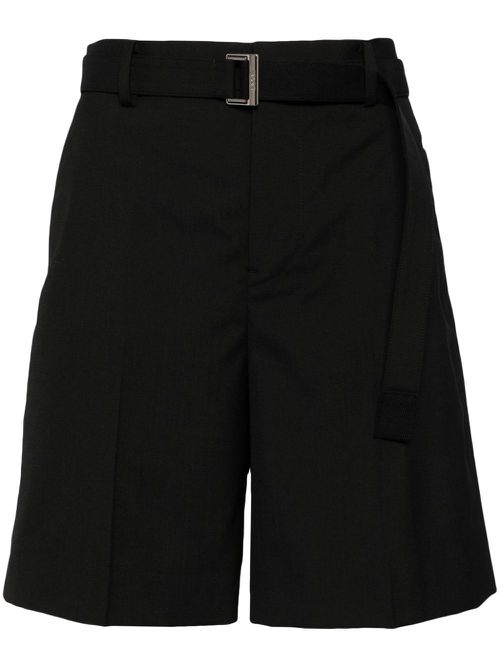 Belted mid-rise shorts - Black
