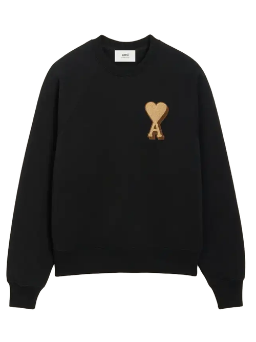 AMI Paris Ami De Coeur Patch Logo Sweatshirt in Black - Black