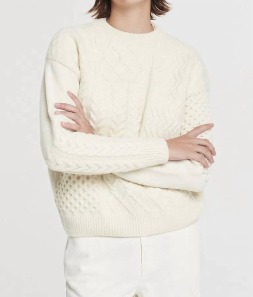 Crewneck With Patchwork Pattern In Butter