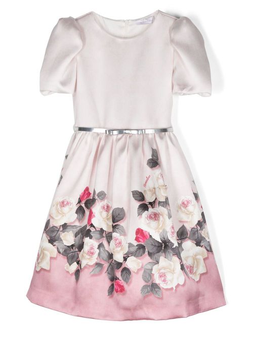 Floral-print satin dress - Pink
