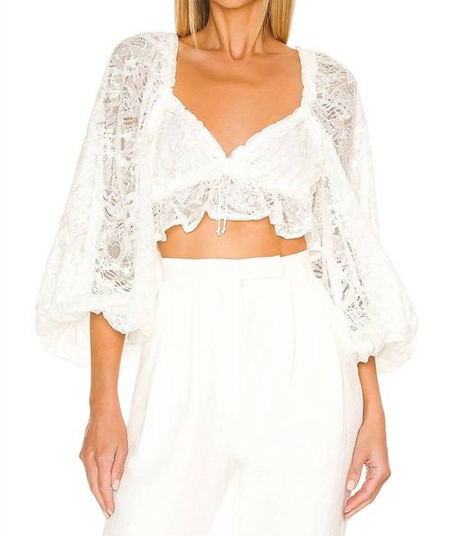 Madeline Blouson Sleeves Top In White