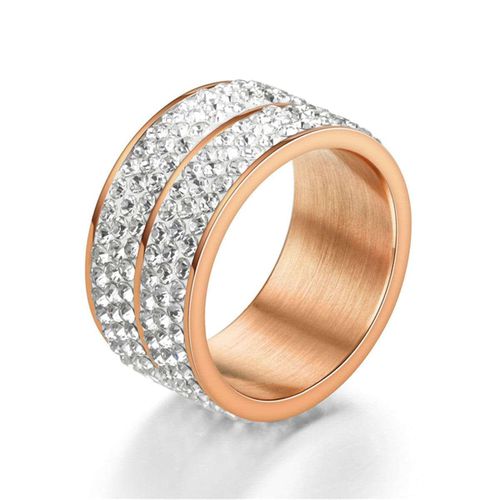 Cubic Zirconia & Rose Goldtone Layered Band Ring