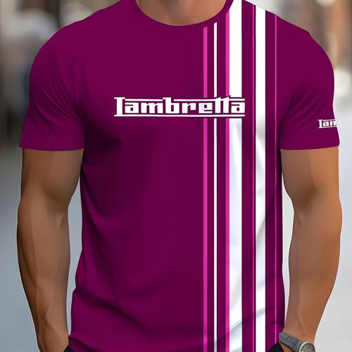 TEMU Men's Plus Olive Striped Short Sleeve T-shirt - Casual Crew Neck, Regular Fit, Stretch Fabric, Casual Attire, Plus , Men's Bright