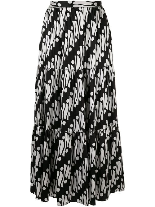 Geometric flared maxi skirt - Black