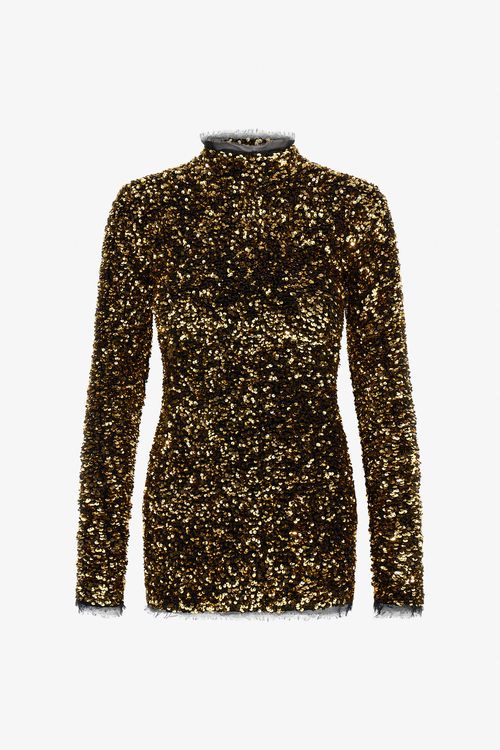 Gold Sequin Mini Dress