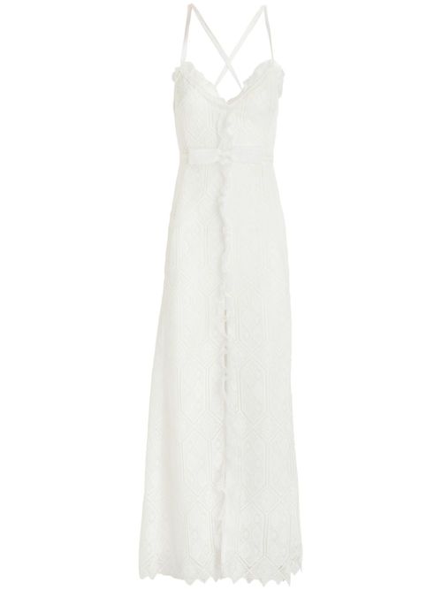 Corded-lace sleeveless maxi dress - White