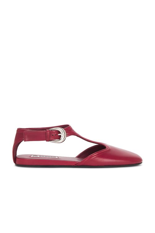 Jil Sander Mary Jane Flat in Cedar Red - Red. 39.5 also in