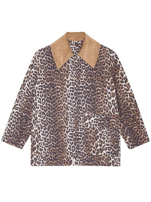 Animal Print Jacket with Front Button Fastening